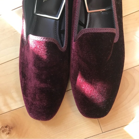 NEW ZARA Burgundy Velvet Square Toe Flat Loafers Women’s Size US 6.5 NEW - Picture 8 of 10